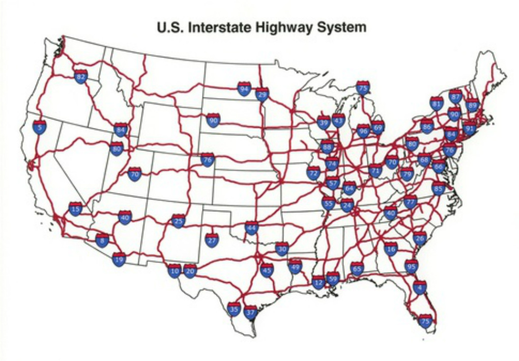 Map of the U.S. Interstate Highway System - The Interstate Highway Act